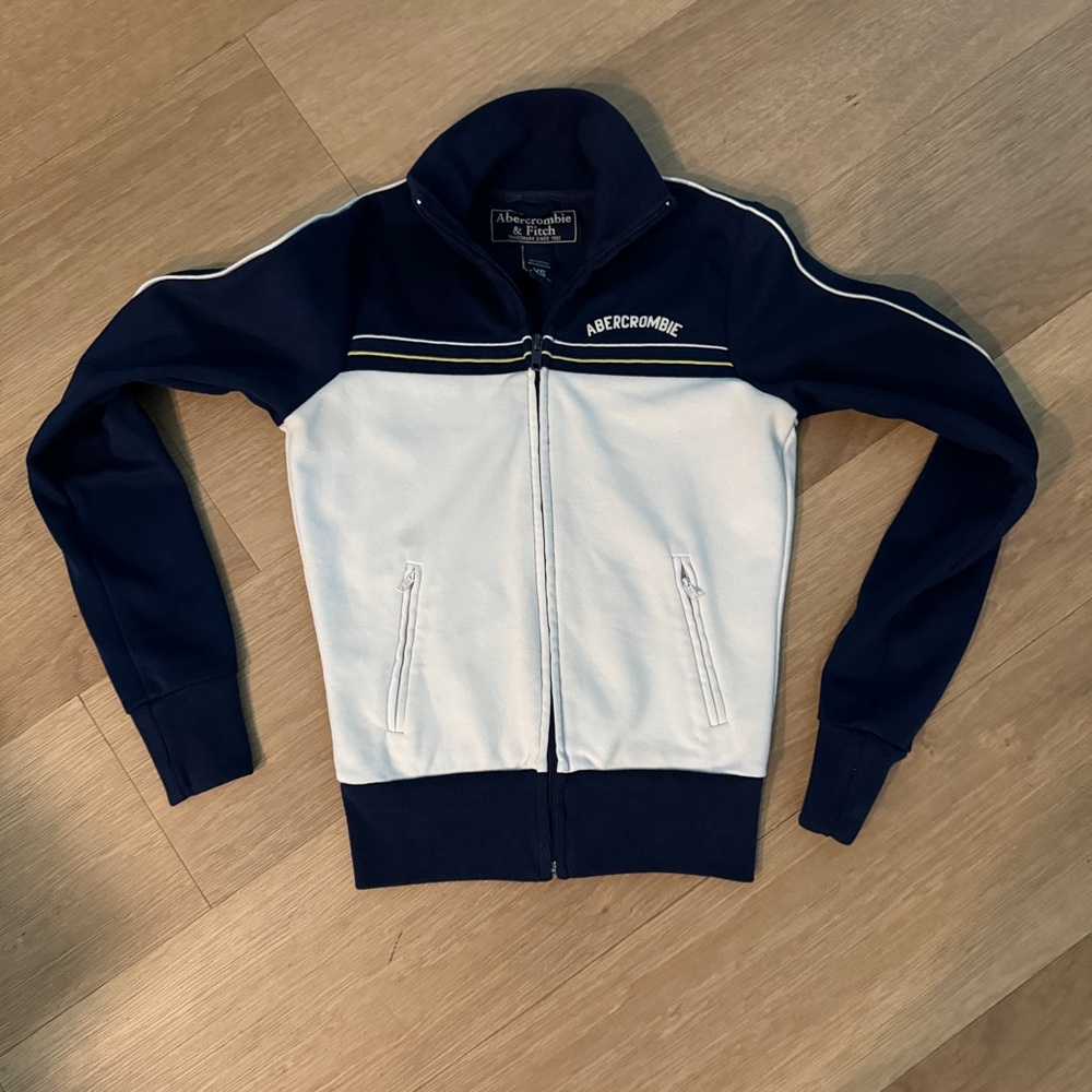 Abercrombie & Fitch Navy and White Zip-Up Utility Jacket